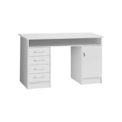 Froschkönig24 Forte Escritorio Net 106 con 4 cajones y 1 Puerta, Material de Madera, Blanco, An x Al x P, 126 x 75,8 x 55 cm
