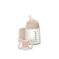 Suavinex, Zestaw startowy Zero Zero, butelka antykolkowa 180 ml ze specjalnym smoczkiem do karmienia piersią + smoczek Zero Zero, mały smoczek dziecięcy Rozmiar (-2 do 2 miesięcy) z symetrycznym