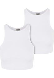Urban Classics Dames Top Dames Organic Cropped Rib Top 2-Pack White/White XL, wit/wit, XL
