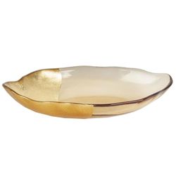 Romimex Centrotavola Ambra Dorato Vetro 34 x 7 x 19 cm