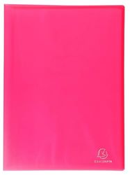 Exacompta - Ref. 85465E - Cartón de 12 protectores de documentos de cromalina, 40 fundas de cristal liso, 80 vistas, para A4, 24 x 32 cm, tapa de polipro translúcido semirrígido, color rojo