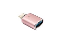 System-S Adaptateur USB 3.1 Type C mâle vers 3.0 A Femelle avec témoin Lumineux 5 Gbit/s 100 W en Rose