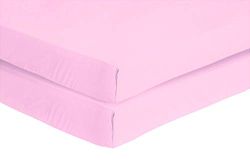 2 x Cot Fitted Bed Sheets - Egyptian Cotton 200 Thread Luxury Smooth & Soft (Baby Pink, 70 x 140 cm)