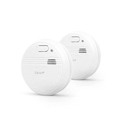 Garza - Pacote de 2 detetores de fumo padrão com sensor fotográfico, alarme 85 dB, indicador LED, botão teste, funcionamento sem cabo, bateria 9 V incluída, ideal para cozinhas e garagens