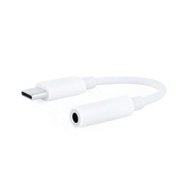 glowster Cable Adaptador USB-C a Jack 3.5mm, Blanco, para conectar Auriculares y Dispositivos de Audio a Smartphones y laptops.