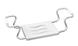 WENKO Siège de baignoire Secura | Aide bain senior avec structure en aluminium robuste et réglable | Capacité jusqu'à 120 kg | Dimensions 55-65 x 18 x 26 cm | Couleur blanche et aluminium
