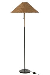 J-Line Lampadaire Metal/Rotin Noir/Naturel