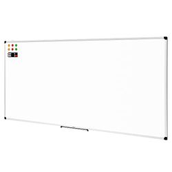 Amazon Basics Lavagna bianco, cancellabile a secco, con supporto porta-pennarelli e bordi in alluminio, 240 cm x 120 cm