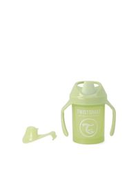 Twistshake Mini Cup with Leak Proof Soft Drinking Spout 230ml, Spill Free Trainning Sippy Bottle with Fruit Mixer and Silicone Seal for Toddlers and Babies, 4+ Months, BPA Free, Cactus Green
