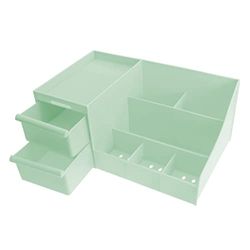 Makeup Organizer, Cosmetics with Drawers, Desk Box for Storing Creams, Makeup 28 cm x 13 cm x 17 cm (Green)