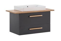 Schildmeyer Mueble de baño Duo 702036, Color Antracita/Roble, decoración rústica, 102,2 x 50 x 61,5 cm