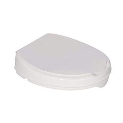 Homecraft Savanah Raised Toilet Seat 2" with Lid, Elongated & Elevated Lock Seat Support for Elderly, Handicapped and Disabled Users, White Colour