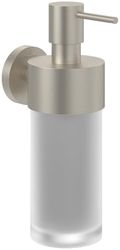 Villeroy & Boch Dispensador de jabón Elements Tender, dispensador para montaje en pared, hecho de vidrio satinado con soporte de zinc, capacidad 230 ml, Níquel cepillado mate