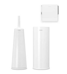 Brabantia Kit de 3 Accessoires de Toilette, Collection Renew - White