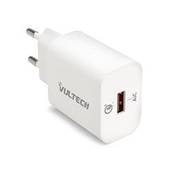 Vultech CC-118QCLWH caricatore da muro USB con ricarica veloce QC 3.0 Caricabatteria USB 18W 3A compatibile per Huawei/Xiaomi/Samsung S21/S22 e Note IPhone 12/12 Pro 13/13 Pro IPad AirPods Smartwatch