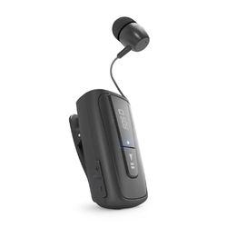SBS Auricolare Bluetooth con Clip e Cavo Retrattile, Tecnologia Multipoint per collegare 2 dispositivi contemporaneamente, autonomia di Conversazione Fino a 7 Ore, Nero