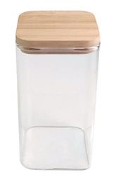 Birambeau Square Glass Bamboo Lid Jar Size: 8 x 8 x 14.5 cm