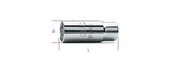 Beta 9560011 Model 956 C17.8 1/2" Square Drive Spark Plug Socket, Chrome-Plated, Hexagon End, 17.8 mm Size