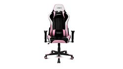 DRIFT GAMING DR175 -DR175PINK- Professionell spelstol, Konstläder, 2D Justerbara Armstöd, Kolvklass 4, Vridbar, Fjärilsmekanism, Lumbar och Cervikal Kudde, Svart/Vit/Rosa