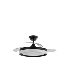 blendend Ventilator DC 72 W, zwart, met intrekbare vleugels, instelbaar licht 3000 K, 4500 K, 6000 K, 7200 lm, 6 snelheden, incl. afstandsbediening, timer en geheugen.