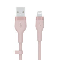 Belkin BoostCharge Flex Cavo da USB Type A a Lightning in silicone (2 m), cavo di ricarica certificato MFi per iPhone 14/14 Plus, 13, 12, Pro, Max, mini, SE, iPad e altri - Rosa