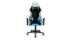 DRIFT Gaming Chair DR175 -DR175BLUE- Professionell gamingstol, konstläder, 2D justerbara armstöd, klass 4 kolv, vridbar, fjärilsmekanism, länd- och halskudde, svart/vit/blå
