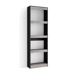 Skraut Home | Libreria scaffale | Scaffali in legno a ripiani | 60x186x25cm | Soggiorno - Ufficio | Per libri | Stile moderno | Cemento