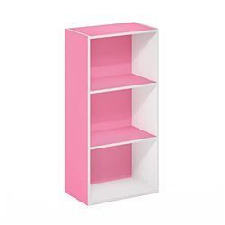 Furinno Luder 3-Tier Open Plank Boekenkast, Roze/Wit