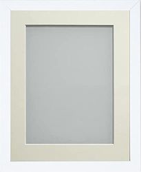 Frame Company Jellybean Range White Wooden 16x12 inch Picture Photo Frame with Ivory Mount for Image 13x9 inch * Choice of Colours & Sizes* Fitted with Perspex
