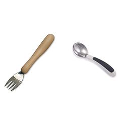 NRS Healthcare Caring Cutlery, Fork & Kura Care Easy Grip Adult Soup Spoon, White and Black