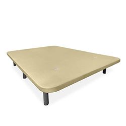 Somnia Descanso - Base imbottita 3D rinforzata, grande stabilità con 5 barre trasversali con valvole di ventilazione e 6 gambe metalliche filettate da 25 cm, 90 x 190, beige