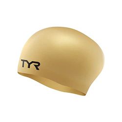 Gorro de natación de Silicona para Cabello Largo, Color Dorado, Talla única
