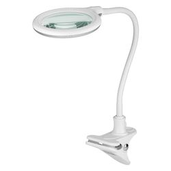 goobay 60365 LED magnifying lamp with clamp/plastic magnifying lamp / 6 W power consumption, color temperature 6200 K/luminous flux 480 lm/operating voltage 230 V (AC) / white