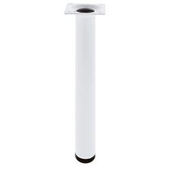 Amig - Pata Redonda para Mueble - Mod. 4 - Ø30 x 400 mm - con Tornillo de Regulación - Atornillable por 4 Puntos - Resiste hasta 15 Kg/Pata - Acero Blanco