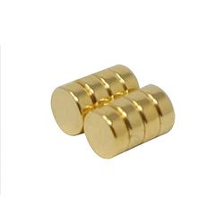 Magneta Oro Placcato Per Terapia E Sollievo Dal Dolore - Fossetta Sulla Faccia Nord - 4mm Dia x 1,5mm Di Spessore - 0,36kg Di Tiro - Confezione Di 10