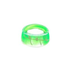 Ancaria Hand Painted Ring with Pattern and Heel, Light Green, Plastic, No Gemstone