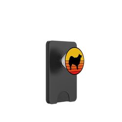 Perro Raza Icelandic Sheepdog Perro Silueta Retro PopSockets PopWallet para MagSafe