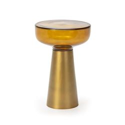 MESA AUXILIAR 37X37X56 METAL DORADO/VIDRIO AMBAR