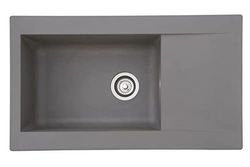 Respekta lavello da cucina Denver in mineralite color grigio antracite / Lavello da incasso con 1 vasca, dimensioni 80 x 50 cm / Lavello adatto per mobili sottolavello da 60 cm di larghezza