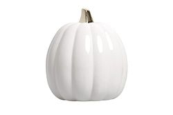 Pearhead Calabaza de cerámica Blanca, decoración de otoño para el hogar, decoración Moderna del hogar de Vacaciones, Decoraciones de Halloween de Moda, Color Blanco, pequeño