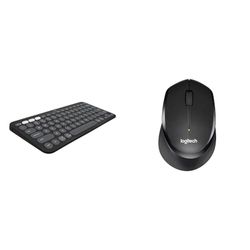 Logitech Pebble Keys 2 K380s, Multi-Device Bluetooth Wireless Keyboard with Customisable Shortcuts & M330 SILENT PLUS Wireless Mouse, 2.4GHz with USB Nano Receiver, 1000 DPI Optical Tracking
