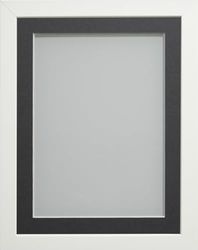 Frame Company Connolly Range White Wooden Picture Photo Frame with Grey Mount 9x7 for pic size 8x6 *Choice of Sizes*