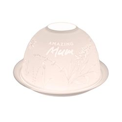 Nordic Lights Tealight Candle Holder, Set of Shade & Plate - Amazing Mum, White
