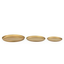 SET/3 CENTRO DE MESA 12X12X1,2/ 10X10X1/ 8X8X1 METAL LATON ANTIQUE