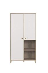 GALIPETTE Lora Armoires pour Chambre d'adulte, Panneaux de Particules revêtus décor Blanc et Papier Imitation chataignier Naturel, Grande
