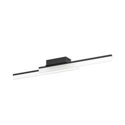 EGLO Palmital Lámpara de techo LED minimalista, adecuada para colocar en el baño, fabricada en metal de color negro y plástico en color blanco, con luz blanca cálida, protección IP44, 88 cm