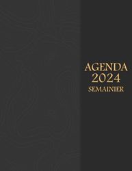 Agenda 2024 Semainier: Organisateur hebdomadaire,Planificateur de tâches 2024 professionnel grand format A4 avec calendrier mensuel | 1 Semaine sur 2 Pages