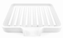 Happitasa Lot de 2 Porte-Savon en Silicone et Porte-éponge avec goulotte de vidange, Blanc, 13,2 x 10,2 cm