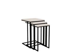 Woody Fashion Nesting Tables Set spaanplaat met melamine coating, wit/zwart