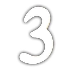 Décopatch AC343Opack - Un lot de 3 Supports en Papier Blanc mâché 1,5x7,3x12 cm, Petit chiffre 3